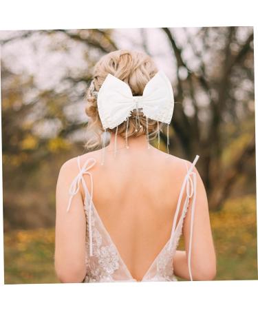 FOMIYES Girls Hair Accessories Pearl Hair Clip Wedding Hair Clip Girl Bows Hair Decoration Back Hair Bow Hair Bow Clip Hair Clips Decorate Headgear Hairpin Button Metal Delicate White Miss - Buy Online on GoSupps.com