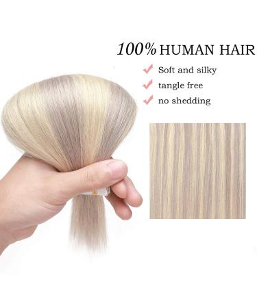 SEGO Tape in Hair Extensions - 20 Tressen 40g Remy Hair Platinum Blonde/Gray #60P - Includes 10 Free Tapes 12 (30cm) - Buy Online on GoSupps.com