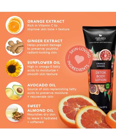 Nature's Beauty Orange Ginger Detox Body Lotion 2-Pack - Vitamin C Moisturizer with Sunflower, Almond, Avocado Oils - 8 oz Each - Buy Online on GoSupps.com