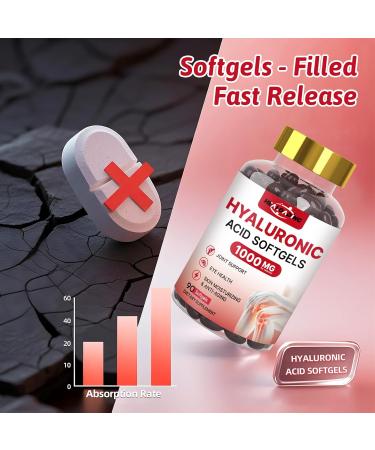 HEALOADING Hyaluronic Acid Supplements 1000mg Softgels: Joint Supplements for Men Hyaluronic Acid for Skin & Joint Hydration Non-GMO and Gluten Free - Buy Online on GoSupps.com
