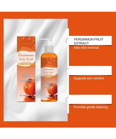  ZHJZGS Persimmon 3-Pack Body Wash Bottles - Natural Odor Removal - 100ml - Gentle Unisex Formula for All Skin Areas - Deep Cleansing and Odor Control - Buy Online on GoSupps.com
