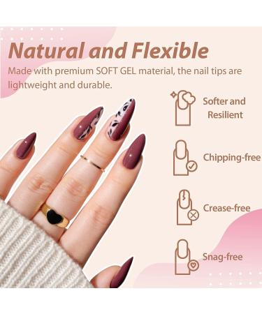 UNA GELLA Medium Almond Gel Nail Tips - 312pcs Half Matte Clear Fake Nails | DIY Art & Salon-Quality Extensions | 12 Sizes C-Almond - Buy Online on GoSupps.com