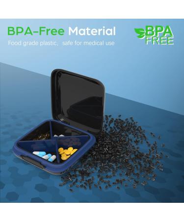 Portable Waterproof Pill Organizer - Daily 4 Compartment Black Case for Medicine Vitamins & Travel - Buy Online on GoSupps.com