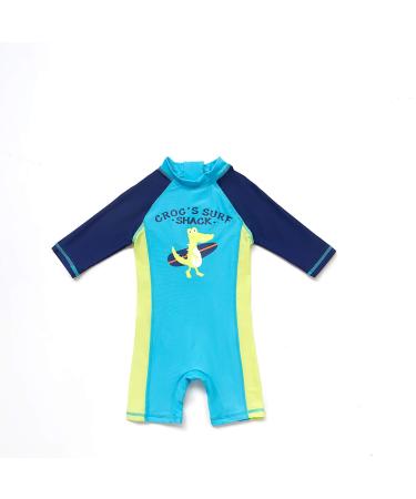 Baby Boys Sunsuit UPF 50+ Sun Protection One Pieces with Zipper Swimwear with Sun Hat(Blue 6-9Months) Board 6-9 Months