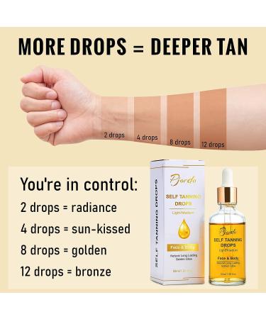 Pjordo Self Tanner Drops 50ml - Natural Sunless Bronzing Lotion for Golden Glow - Vegan & Cruelty Free - Gradual Tan Formula - Buy Online on GoSupps.com