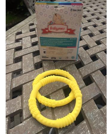 Sensory Baby Teether Rings Set - Yellow Teething Rings for Babies 0-12 Months - Chew Toys for Boys & Girls - Pack of 2 - Buy Online on GoSupps.com