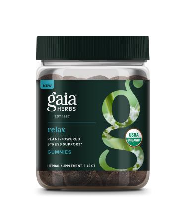 Gaia Herbs Relax Gummies - Supports Calm Feelings - with Organic Apple Juice & Lemon Juice Concentrate - 45 Gummies (15 Servings)