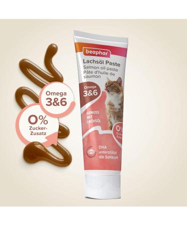 Buy Beaphar Salmon Oil Paste for Cats - Omega 3 & 6 100g | Sugar-Free DHA for Visual Support - Buy Online on GoSupps.com