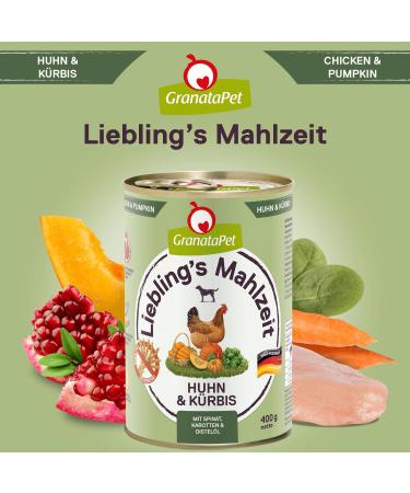 Granatapet Liebling's Meal Chicken & Pumpkin - Grain-Free Wet Dog Food (6 x 400g) - No Sugar Additives Single Feed Healthy Nutrition - Buy Online on GoSupps.com