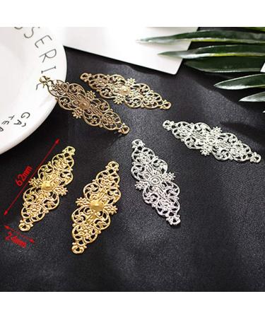 Metal Hair Clips 36pcs Filigree Pendant Charms Metal Laminate Decoration DIY Jewelry Craft Making Accessories for Hairpin Jewelry - Buy Online on GoSupps.com