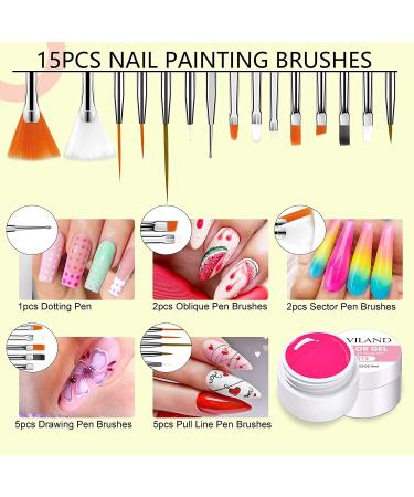 Saviland Gel Paint Kit - 36 Colors Rainbow Candy Gel Nail Polish Set with 15 Nail Brushes - Buy Online on GoSupps.com