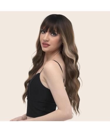 Buy Dark Brown Blonde Curly Pony Wig - 65cm Synthetic Wigs for Women | Party & Cosplay French Bangs - Buy Online on GoSupps.com