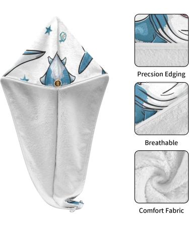 Shop Blue Sharks1 Hair Towel 2 Pack - Super Absorbent Quick Dry Hair Turbans for Women & Girls | International Shipping Available - Buy Online on GoSupps.com