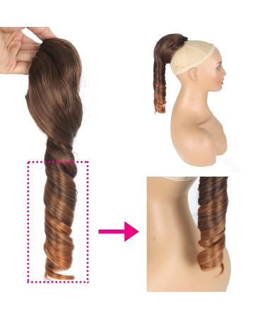 KRSI 14 Ombre Brown Curly Drawstring Ponytail Extension for Black Women - Short Spiral Curl Hairpiece Clip-on for Pretty Party Hair Extensions (T4/30) - Buy Online on GoSupps.com
