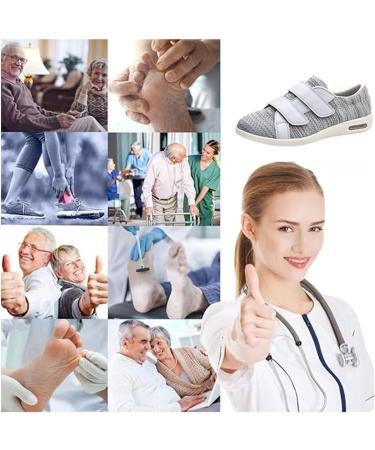 Men's Adjustable Closure Lightweight Non-Slip Diabetic Shoes for Swollen Feet - Arthritis Comfort Walking Shoes Size 12 Color Gris - Buy Online on GoSupps.com