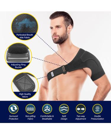 Suptrust Recovery Shoulder Brace - Adjustable Stability Support for Men and Women - Relieves Injuries and Tendonitis - One Size Black - Buy Online on GoSupps.com