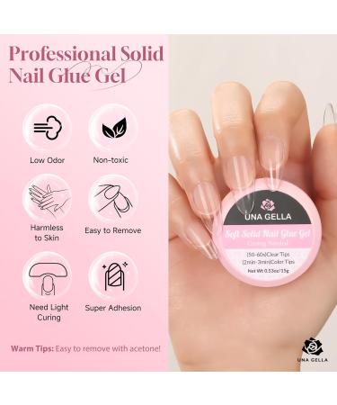 UNA GELLA Solid Nail Glue - Strong Adhesive for Press On Nails 15g Hard Gel for Acrylic Extensions - UV Curing Required | Fast International Shipping - Buy Online on GoSupps.com
