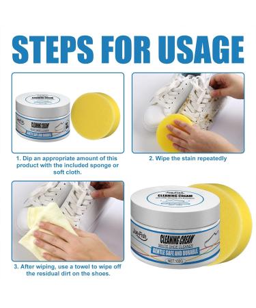 White Shoe Cleaning Cream - 100g White Trainer Cleaner - Shoe Whitener For Trainers - Shoes Whitening Cream With Sponge - Household White Shoe Cleaner Tools For Canvas Sports Shoes 1 set - Buy Online on GoSupps.com