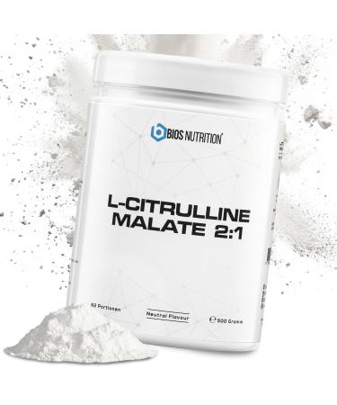 L-Citrulline Malate Powder 2: 1-500 g Perfect Before Sports Vegan Highly Dosed No Additives BIOS Nutrition (Made in Germany)