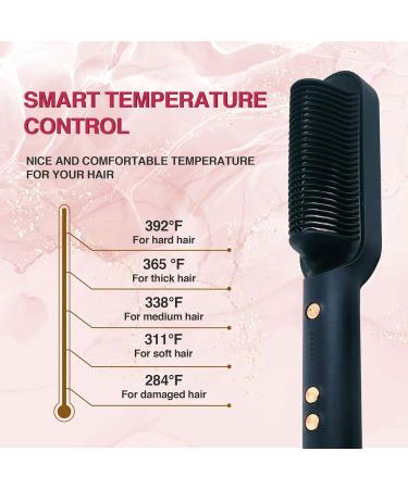 Black Hair Straightener Brush - Ionic Hair Styling Tool Fast Heating 5 Temp Settings Anti-Scald & Auto-Off Safety - Professional Hair Care for Women - Buy Online on GoSupps.com