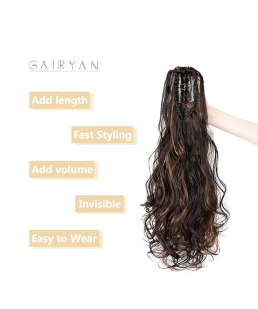 Buy Gairyan 50cm Curly Claw Clip Ponytail Extensions - Dark Brown & Light Brown Synthetic Hair for Women - Buy Online on GoSupps.com