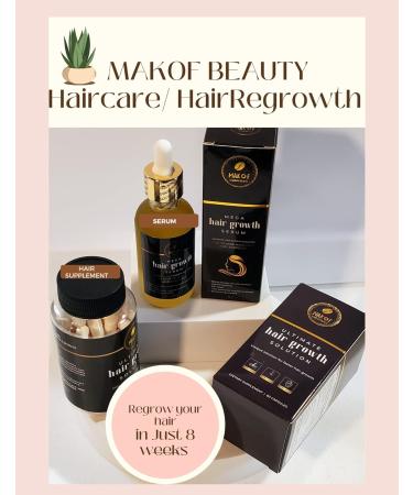 Makof Hair Growth Treatment Serum and Capsules for Severe Hair Loss and Alopecia | Keratin, Biotin, Collagen for Thicker, Fuller Hair - Buy Online on GoSupps.com