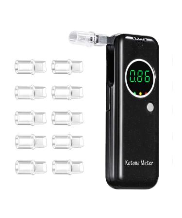 Ketone Breath Meter Ketosis Breath Analyzer Professional Grade Accuracy Digital Ketone Breath Tester with 10 Mouthpieces for Ketosis Testing Black