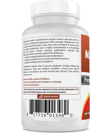 Best Naturals Magnesium Oxide 500mg 180 Tablets - Essential Mineral Supplement - Buy Online on GoSupps.com
