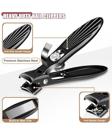 2024 Upgrade Nail Clippers for Men - Heavy Duty Thick Nail Cutters with Wide Jaw & Catcher | Mess-Free Ultra Sharp Fingernail Clippers for Seniors - Black - Buy Online on GoSupps.com