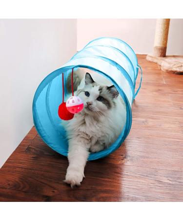 iCAGY Cat Tunnel for Indoor Cats Interactive, Rabbit Tunnel Toys, Pet Toys Play Tunnels for Cats Kittens Rabbits Puppies Crinkle Collapsible Pop Up Sky Blue 20" 20 Inch (Pack of 1) Sky Blue