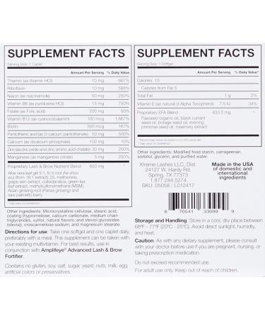 Xtreme Lashes Amplifeye Supplements for Lash Brow & Hair | Vitamins Minerals & Botanicals | 30 Day Supply (Pack of 2 - Buy Online on GoSupps.com