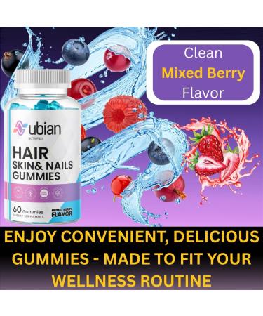 NUBIAN NUTRIFIED Biotin Gummies 10000mcg for Hair Skin & Nails Vitamin B7 Supplement for Women & Men Supports Healthy Growth Radiant Skin & Strong Nails Vegan Mixed Berry Flavor 60 Count - Buy Online on GoSupps.com
