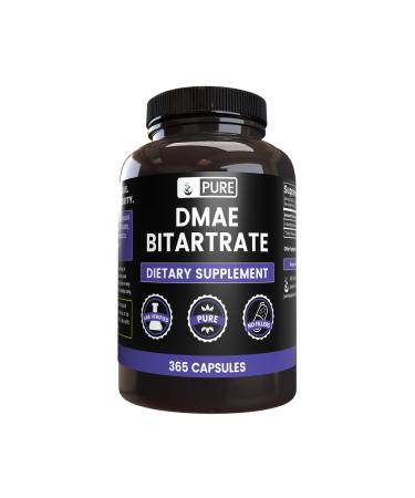 Pure Original Ingredients DMAE Bitartrate (365 Capsules) No Magnesium Or Rice Fillers Always Pure Lab Verified 365 Count (Pack of 1)