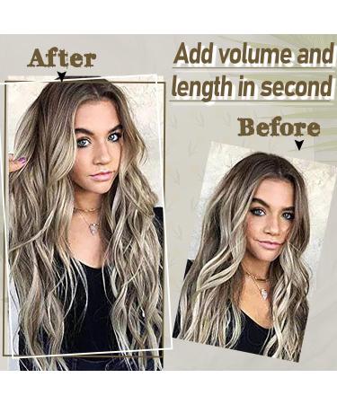 Wire Hair Extensions with 2 Removable Clips 20 Inch Wavy Curly Hair Invisiable Transparent Wire Extensions Hairpieces for Women - Ombre Dirty Blonde (20inch Mixed Brown & Blonde Highlights) - Buy Online on GoSupps.com