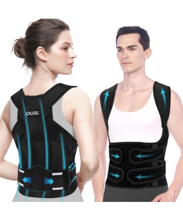 Posture Corrector Back Support Brace:Neck and Shoulder Supports Belt for Women and Men - Lower Back Straightener Straps Adjustable - Posture Correction Straps for Lumbar Upper Back Support Black (XL)