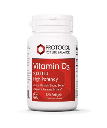 Protocol Vitamin D3 2 000 IU - Immune Support Healthy Bones and Teeth - 120 Softgels