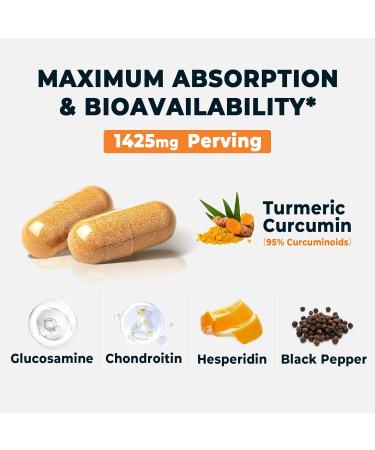 Divinity Nutra 3 Packs Turmeric Curcumin with Black Pepper | Turmeric Complex Herbal Supplement 1425mg | Non-GMO Gluten Free | 360 Capsules 180 Day Supply - Buy Online on GoSupps.com