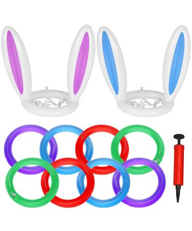 Easter Games Inflatable Bunny Ring Toss Games (2 Sets & 8 Rings), 11Pcs Inflatable Ring Toss with Pump for Easter Party Favors Indoor Outdoor Games, AOSLE