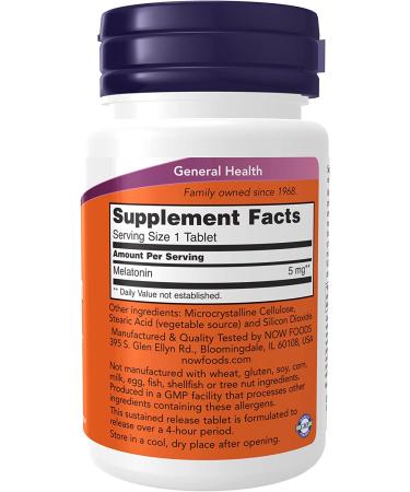 Now Foods Melatonin 5 mg - 120 Sleep Tablets for Better Rest - Buy Online on GoSupps.com