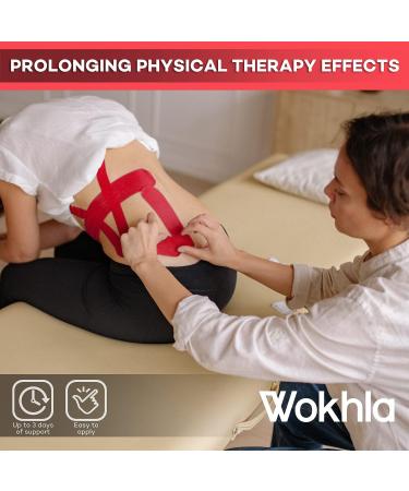 Red Kinesiology Tapes Waterproof - Latex Free Muscle & Physio Tape 5M Roll Strong Grip Medicated Glue Sports Tape Strapping for Ankle Knee & Shoulder-Includes E-Manual with Instructions - Buy Online on GoSupps.com