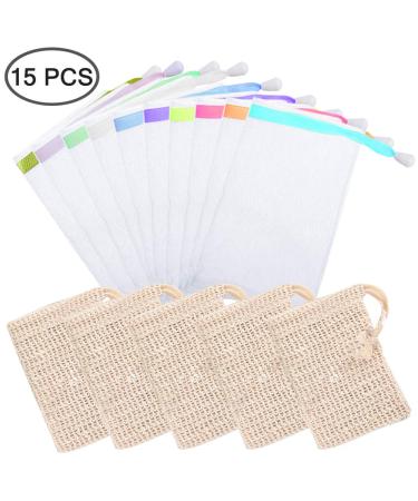 15pcs Soap Scrub Mesh Bags - AIFUDA Natural Soap Saver Holder for Shower Wash & Foam - Perfect for Soap Drying - Buy Online on GoSupps.com