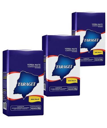 Taragui Yerba Mate Tea Elaborada Sin Palo (Despalada) 1.5 kg (500g x 3) |Mate tea from Argentina - the ripening period is 12 months |Detox and energy drink sin palo 1.5 kg