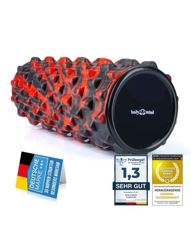 Body & Mind fascia roll Massage roll fitness role sports role therapy roll Fascia training on the upper body neck back legs calves & all other muscle groups 33 x 14.5 cm black-red