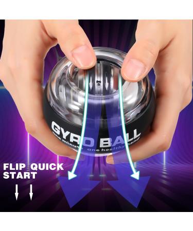 GLIMIN Wrist Trainer Ball - 4 PCS Auto Start Hand Gyro Ball & Forearm Exerciser for Strengthening Arms Fingers & Wrists - Includes Bag & Strap - Black with 5 Lights - Buy Online on GoSupps.com