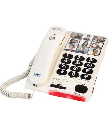 Amplified Big Button Landline Phone for Seniors  26dB Home Phone with Photo Buttons  Telephones for Hearing Impaired & Simple Big Button Telephone Number for Seniors by Serene Innovations.