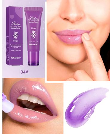 Moisturizer Lip Glowy Balm | Hydrating Lip Mask & Oil for Smooth Nourished Lips | Repair Chapped Lips | Day & Night Lip Care Treatment - 4# Grape - Buy Online on GoSupps.com