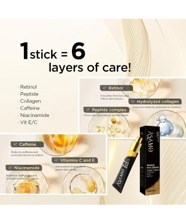 ASAMO Retinol Eye Cream with Peptides Anti-Aging Under Eye Cream to Reduce the Appearance of Fine Lines Wrinkles Puffiness & Dark Circles Daily Hydrating Eye Care 1.06 fl oz - Buy Online on GoSupps.com
