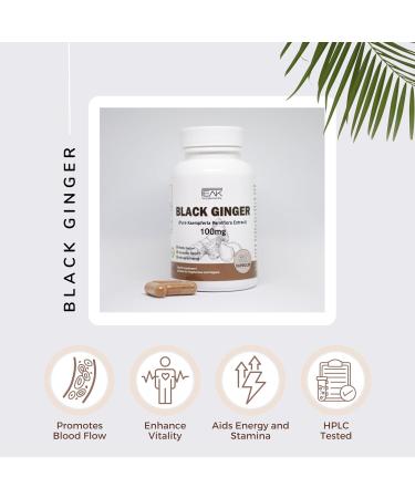 Pure Black Ginger Capsules - 60 Capsules | Optimal 100mg Dosage - Kaempferia Parviflora Extract (Thai Ginseng) Supplement | Aids Physical Performance and Supports Libido Anti-Aging and Vitality - Buy Online on GoSupps.com