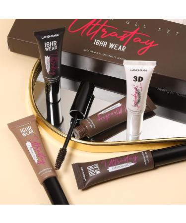 Eyebrow Gel Kit - Clear Brow Setting Gel + 4 Colors Mascara Cream | Waterproof & Long Lasting | Brow Glue Set for Perfect Eyebrow Color (5 Pcs) - Buy Online on GoSupps.com