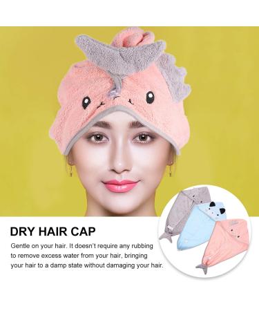 Minkissy Hair Towel Wrap Turban 3pcs | Fast Dry Microfiber Hair Towels for Women & Girls | Cartoon Hair Dry Caps - Buy Online on GoSupps.com